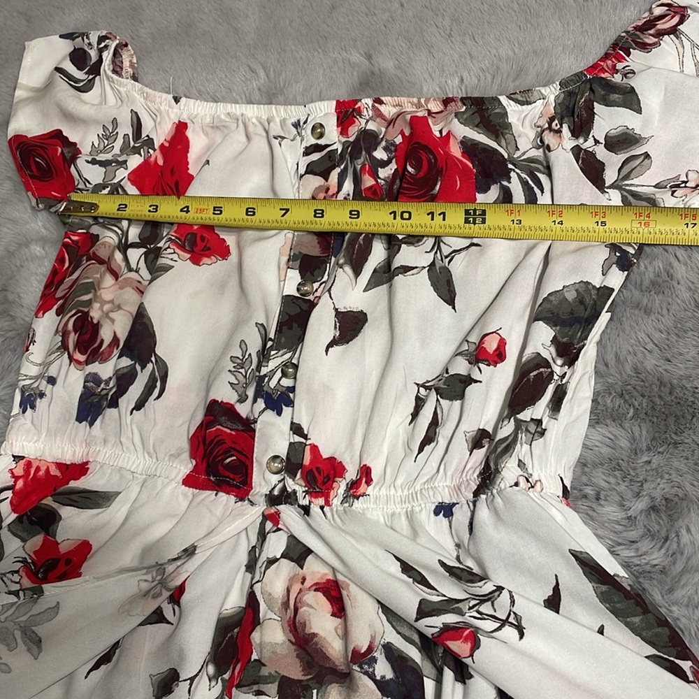 J for Justify Floral Off-Shoulder Jumpsuit - Red and White - Picture 5 of 10